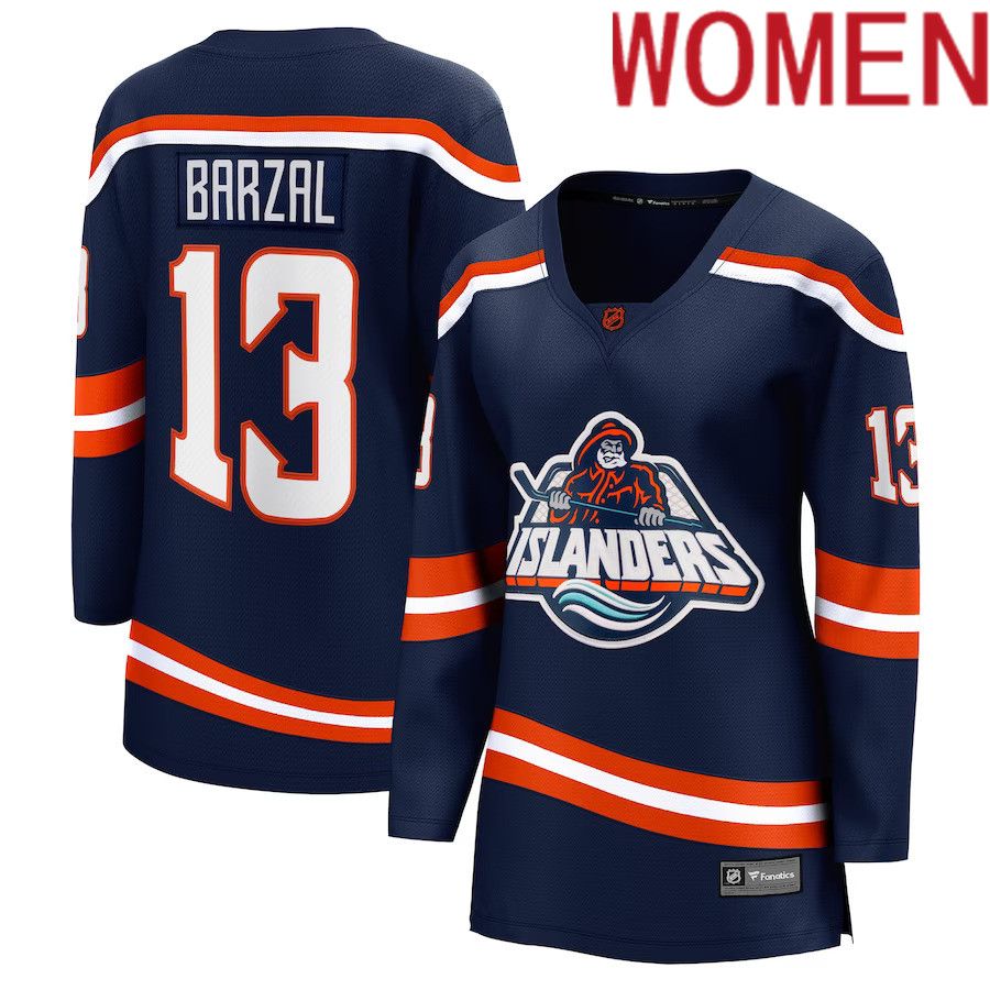 Women New York Islanders #13 Mathew Barzal Fanatics Branded Navy Special Edition Breakaway Player NHL Jersey